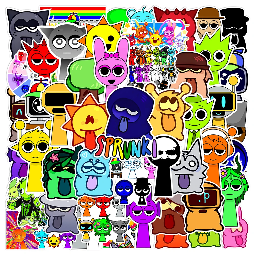 10/30/50/100pcs Sprunki Stickers Set Sprunki Decals Sprunki Wenda Oren Singers Sticker De Sprunki Sticker forSkateboard Laptop