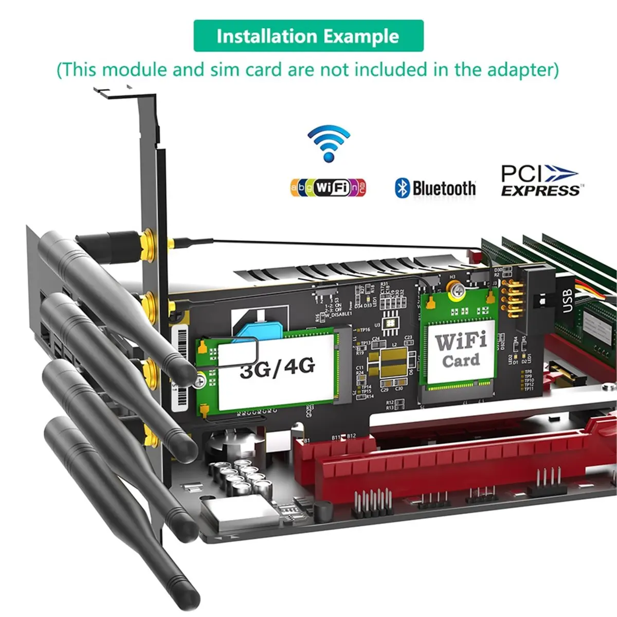N86R NGFF M.2 Key B and Key A to PCIe X1 Adpater for 3G/4G and WiFi Card