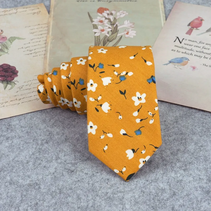 Krawatte mit Blumendruck für Männer und Frauen, schmale Krawatte für Hochzeit, lässige Herrenkrawatten, klassische Fischente, Anzüge, schmale Krawatten, Krawatte – Detail 4