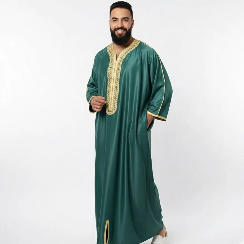 

2026 Новый мусульманский халат ближневосточного востока: одежда в арабском стиле с боковыми карманами