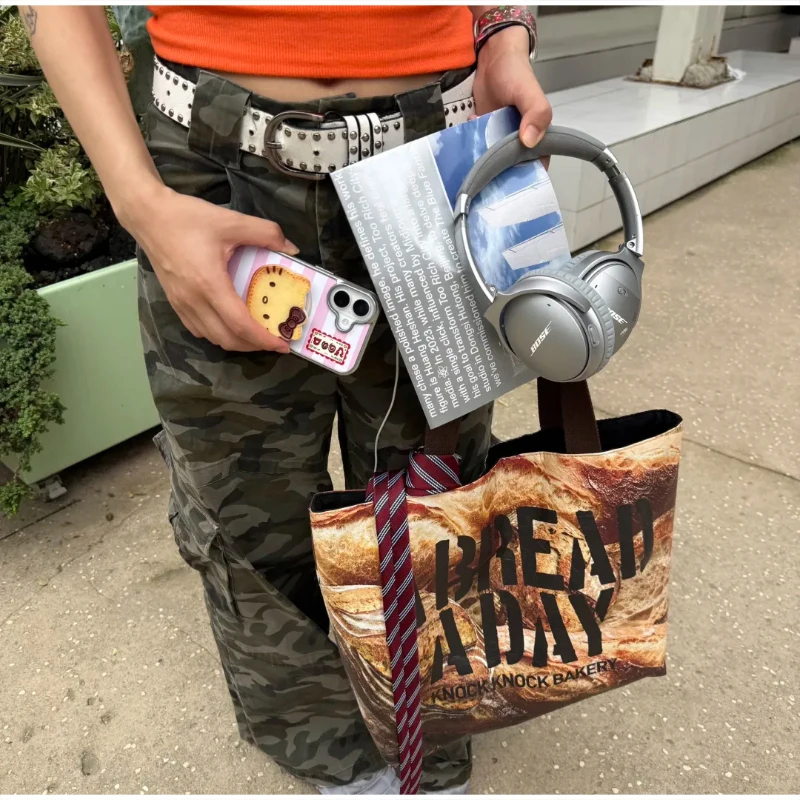 Reversible PVC-Schultertasche mit beidseitigem Druck, Retro-Denim-Print, wasserdichte Einkaufstasche mit großer Kapazität, leichte Einkaufstasche – Detail 17