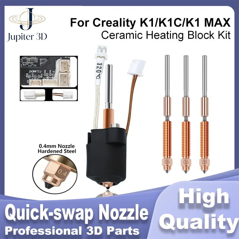 For Creality K1 K1C Nozzle K1 Max Brass Nozzle 0.4mm Quick Swap All-in-one High Flow Bimetal Heatbreak For Ender 3 V3 Printer 3D