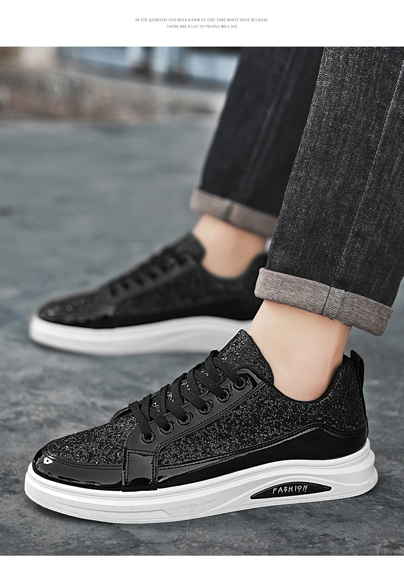 Neue Frühlings- und Herbst-Herrenschuhe mit Pailletten, Modische Britische Freizeitschuhe, Trendige Schuhe, Vielseitige Niedrige Sportsneaker – Detail 18