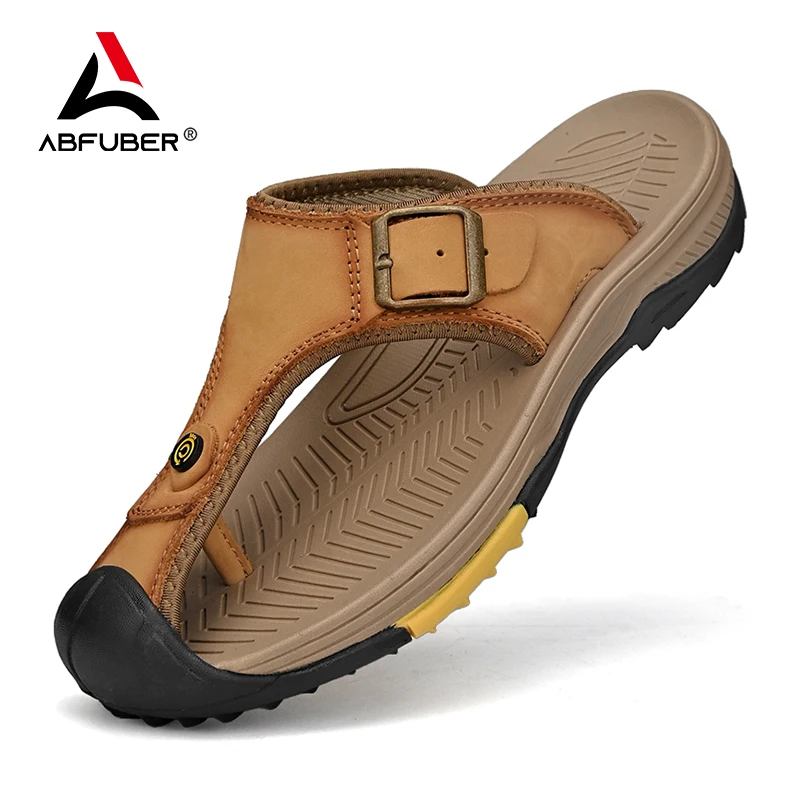 Genuine Leather Sandals Men Breathable Summer Shoes Man Waterproof Outdoor Men Sandals Antiskid Beach Sandals Footwear