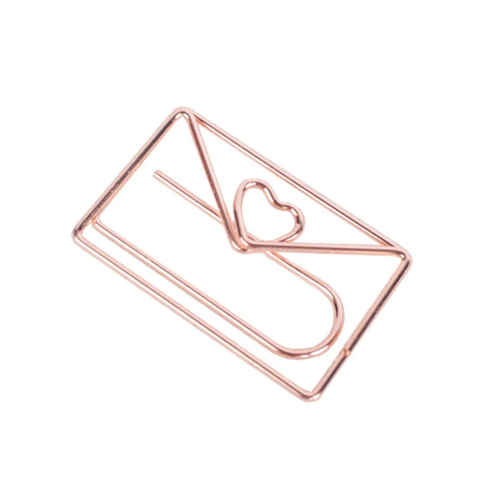 10Pcs Heart Envelope Shaped Metal Paper Clips Strong Clipping Force Home Office School Bookmark Organizer