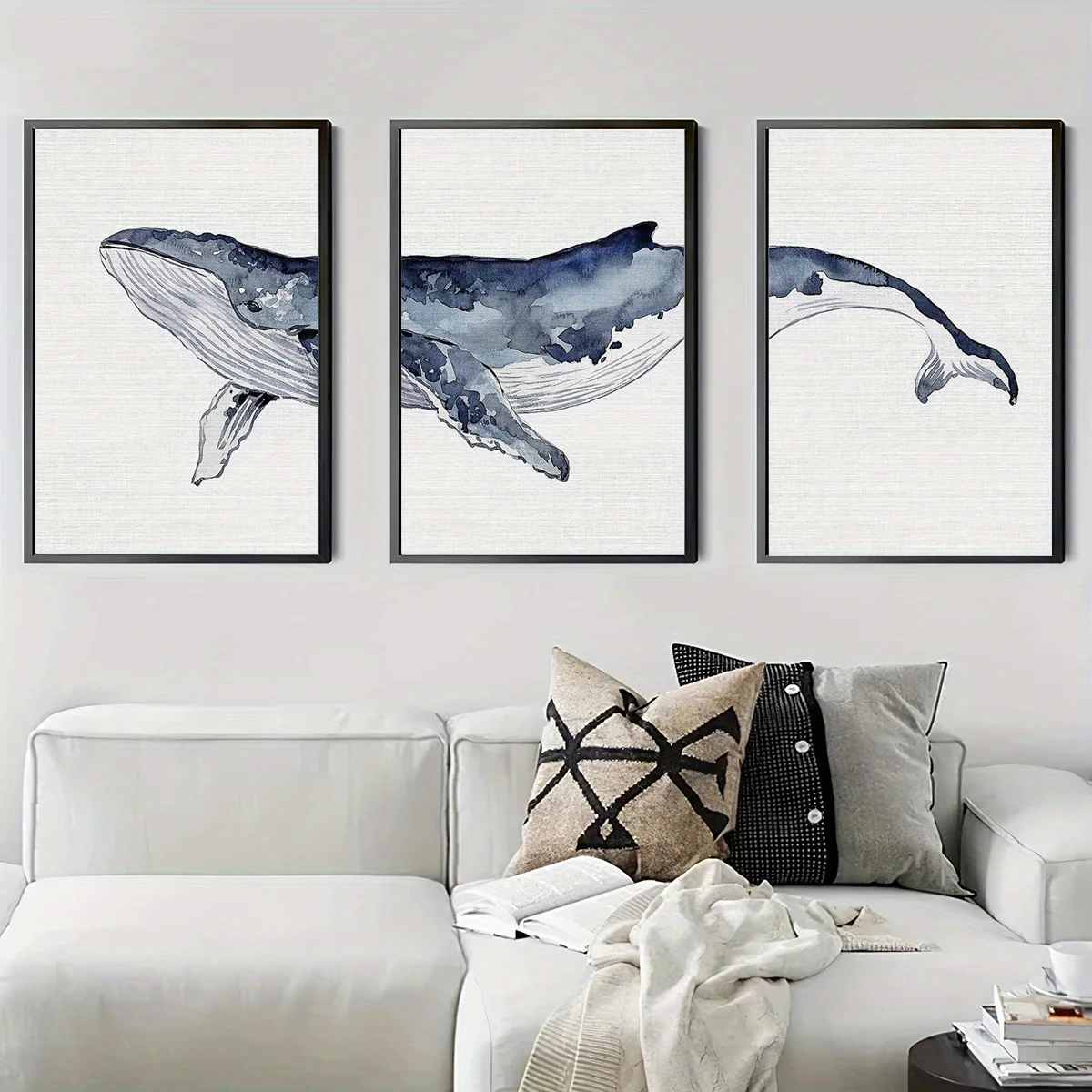 3PCS Frameless,Frameless3pcs/Set Canvas Posters, Abstract Ocean Whale, Fashion Abstract Art, Simple Design, Home Decoration, Gif