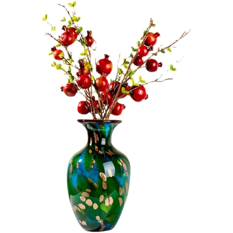 

Green gilt glazed vase light luxury modern living room entrance corner TV cabinet decorative dining table ornament
