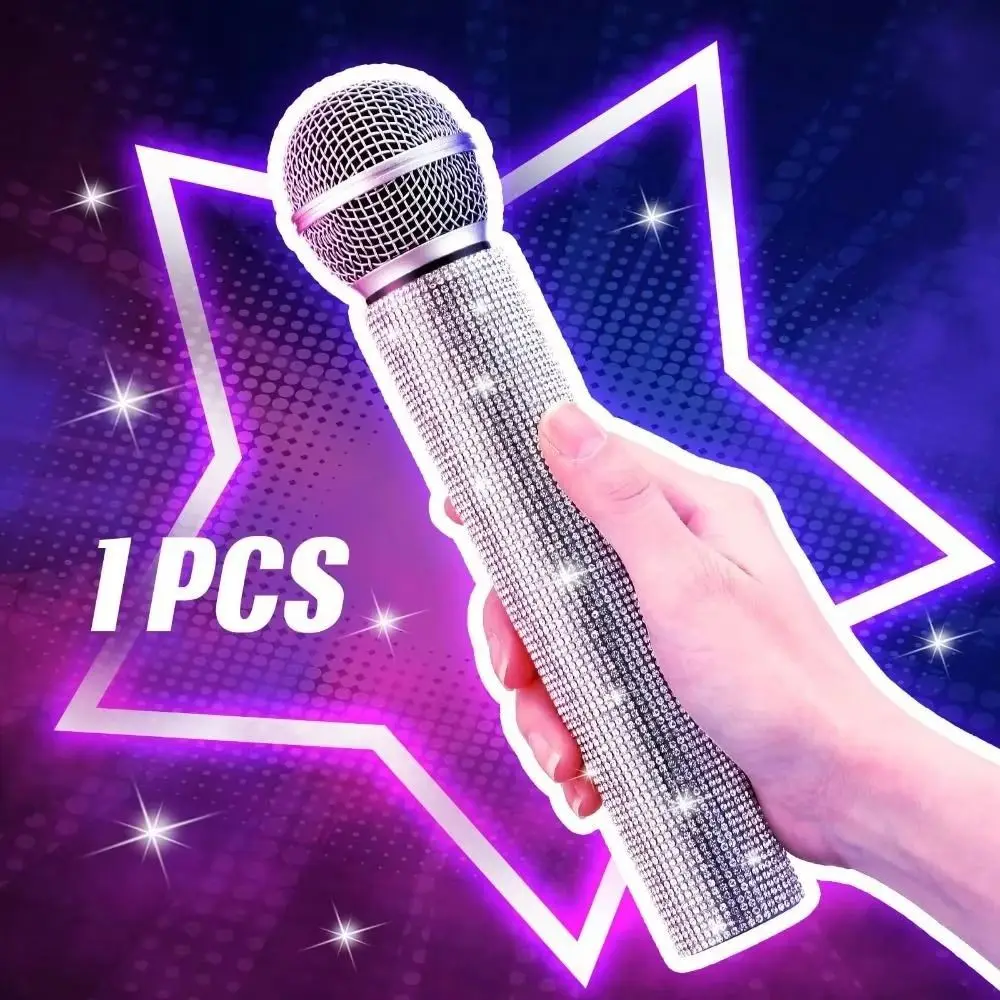 Wireless Microphone Rhinestones Microphone Cover Gold Silver Bling Bling Microphone Decorative Sleeve Sparkly Ornaments