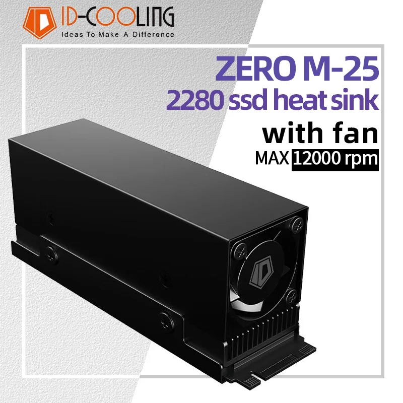 

ID COOLING ZERO M25 M.2 Solid State Air-Cooled Radiator with PWM 12000rpm Fan for NGFF/NVME Hard Disk Heat Sink 2280 SSD Cooler