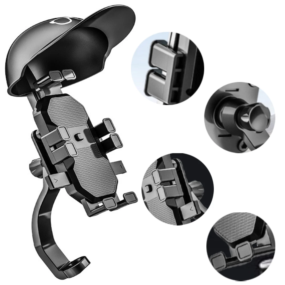 Small Helmet Rider Electric Bicycle Navigation Holder Rainproof Mobile Phone Helmet Umbrella Portable Mini Parasol Phone Support