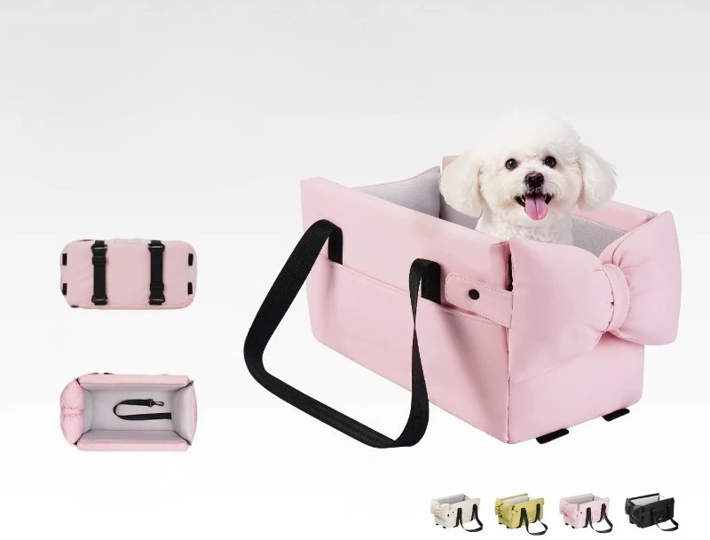 Waterproof Pet Car Booster Seat with Double Fixation Anti-Scratch and Hair-Resistant Travel Bed for Small Dogs Cats Pet Car Seat