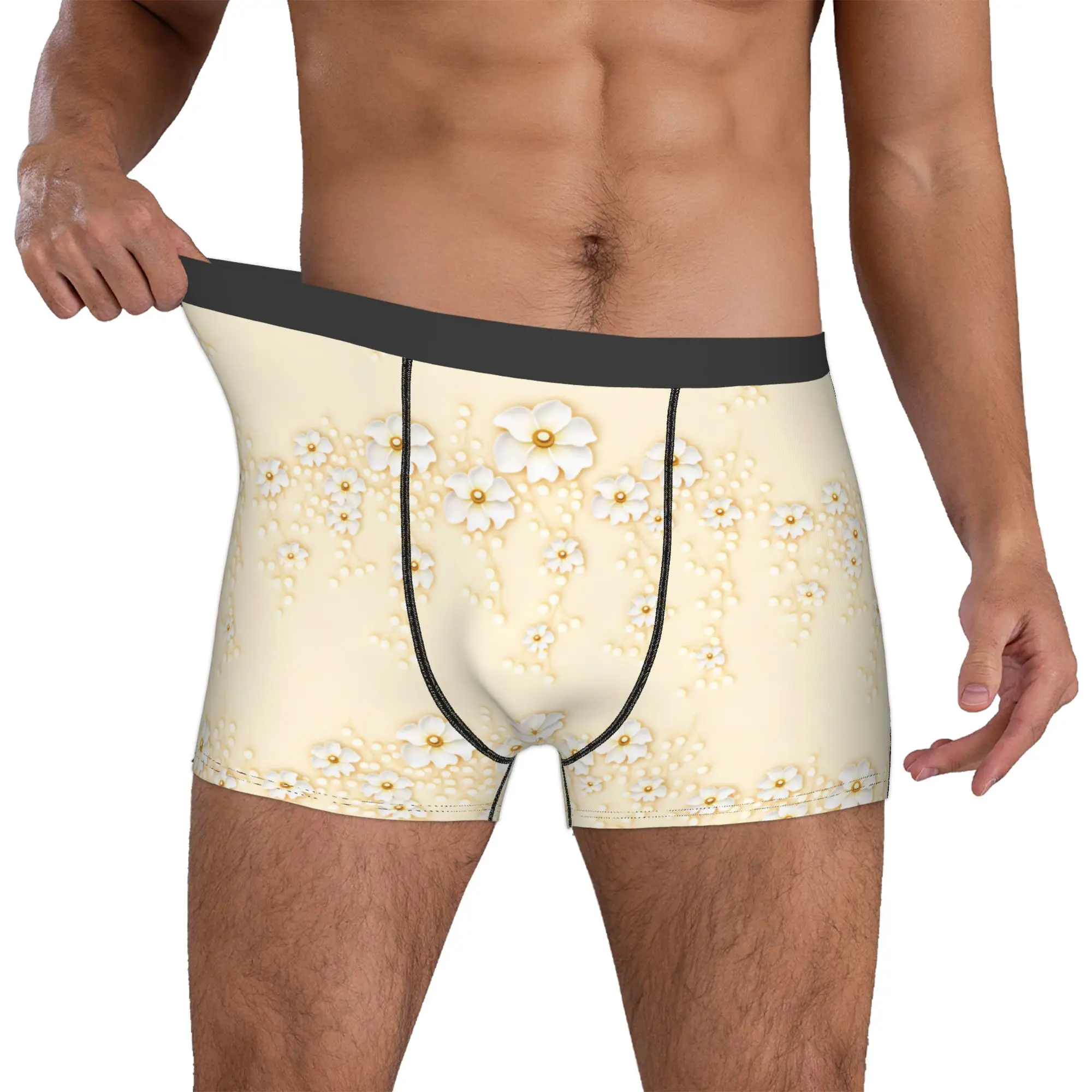 Luxury High 3D Floral Boxers Shorts Mens Fashion Trend 3D Flowers Briefs Underwear Funny Underpants