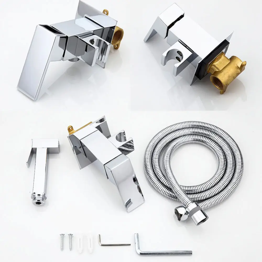 Concealed Bidet Applicator Kit Brass Hot Cold Water Mixing Valve Toilet Hygiene Cleaning Bathroom Sanitary Shower Tool