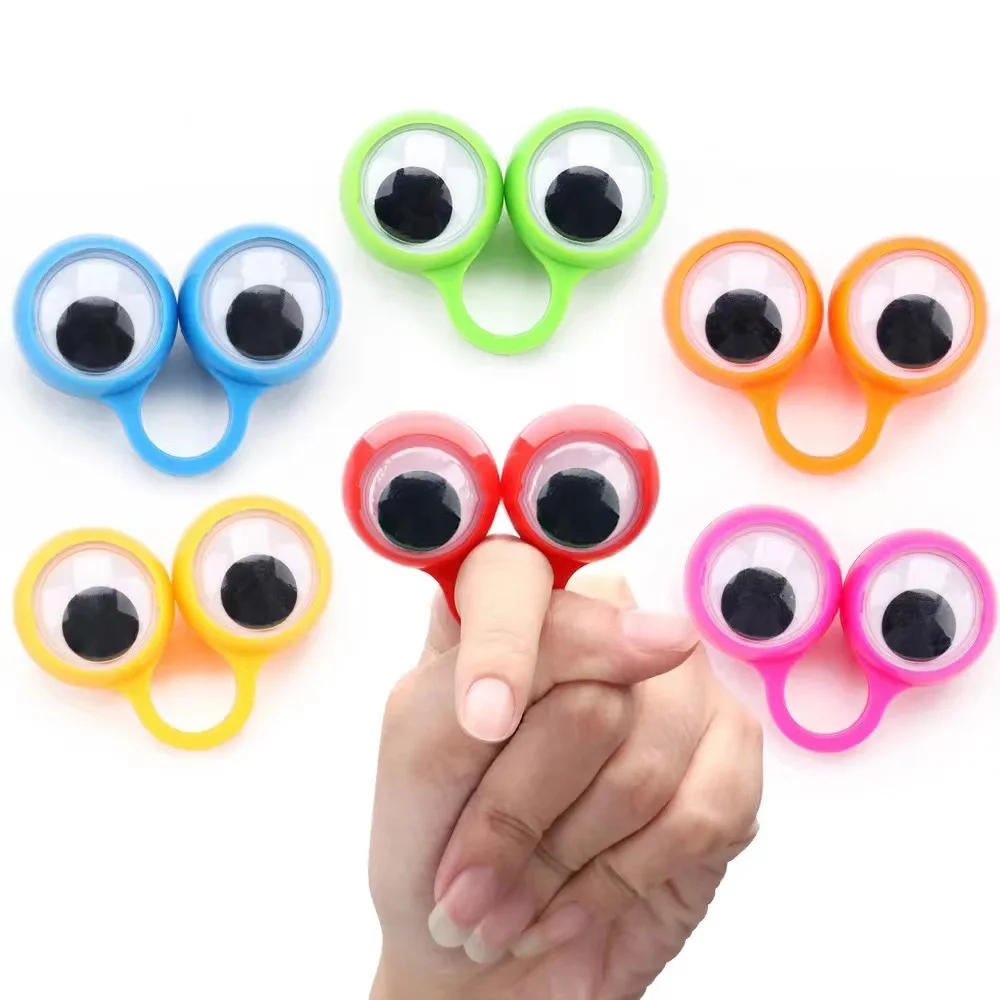 Funny Finger Children's Eye Ring Toy Novelty Creative Plastic Finger Ring Eye Swing Party Gift Party Mischief Tool