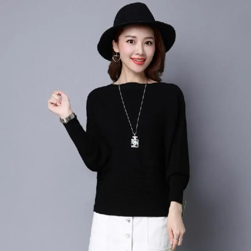 Knitted Sweaters for Women Dolman Sleeve Female Pullover Loose Purple Korean Fashion Outerwears Hot Sale Winter Wear To Work