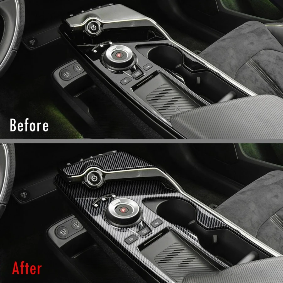 For Kia EV6 2022-2024 ABS Central Control Gear Shift Panel Cover Trim  LHD RHD EV6 Carbonfiber Pattern Shift Decoration Protect