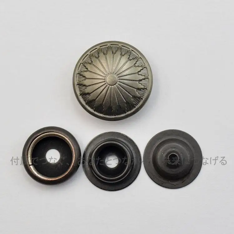 10pieces Four-in-one Button, Copper Button Imported From Japan, Large Size 19mm Gun Black Retro Engraved Clothing