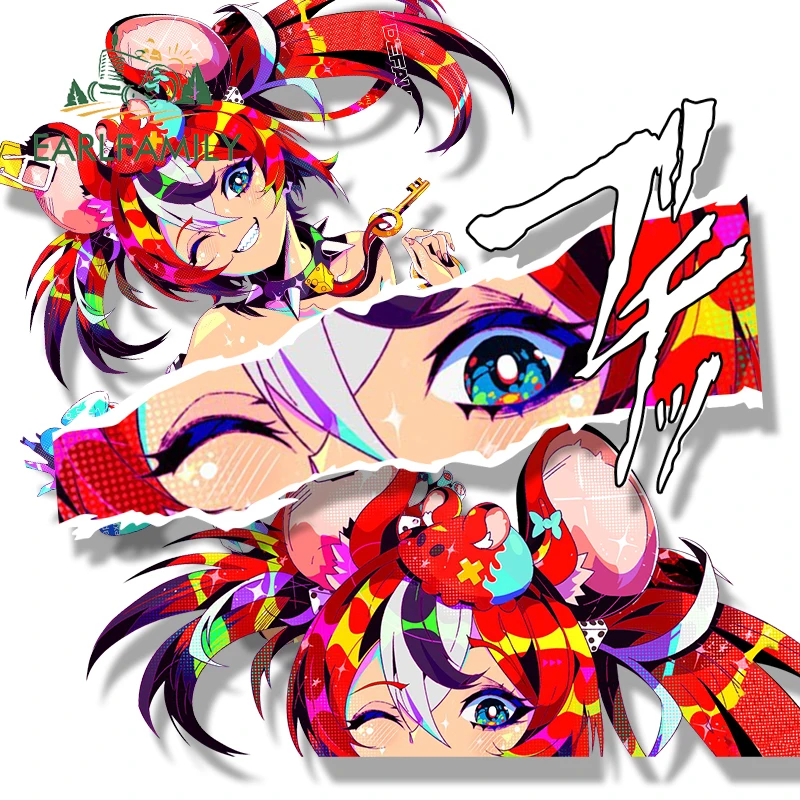 EARLFAMILY Hololive HakosBaelz Fanart Car Stickers Hot Anime Chibi Big Head Decals JDM Peeker Graffiti Gothic Punk Slap Stickers