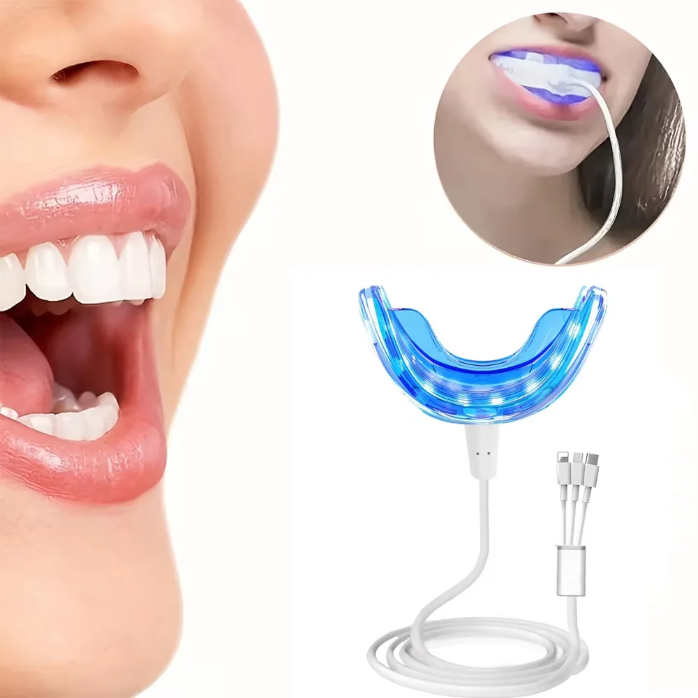 3 in 1 LED Teeth Whitening Light USB Rechargeable Portable for Home and Travel Blue Light Whitens Teeth Oral Cleansing and Care