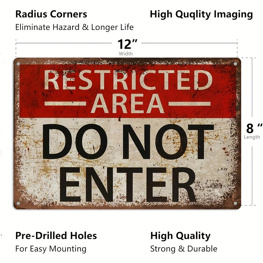 1 piece, No Trespassing Sign - No Entry Wall Art Metal Tin Sign 8x12 inches\\30x20 cm