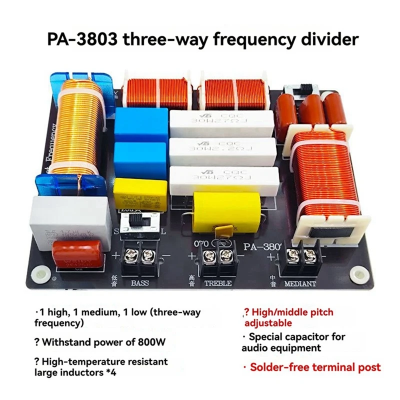 A82Z-3 Way 800W High Power Multi Speaker High Medium Low 3 Way Frequency Converter Adjustable Frequency Divider PA-3803