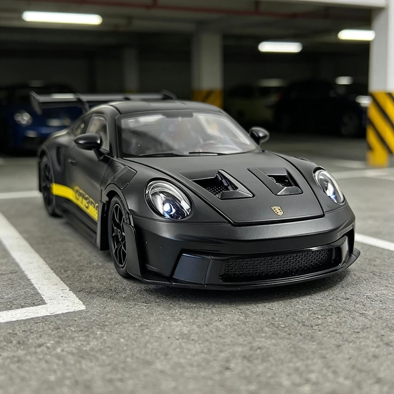 

1:24 simulation Porsche 911 GT3 RS alloy car model ornament, collectible door can be opened with sound and light, sports car