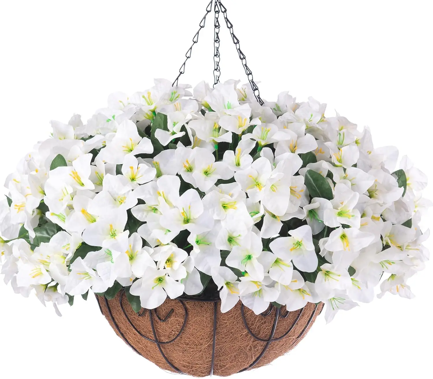 

Artificial Hanging Flowers Faux Plants Basket for Outdoors Spring Summer Decor, Fake Silk Bougainvillea in Planter Outdo