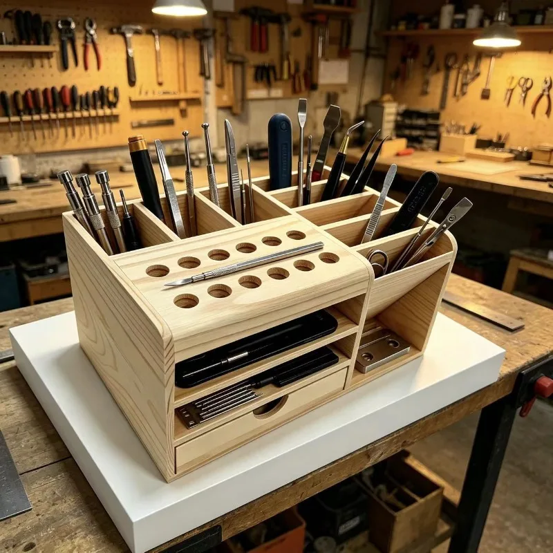 

Separate Tool Box Large Capacity Part Storage Rack Multifunctional Makeup Brush Organize Shelf Screwdriver Repair Tool Socket