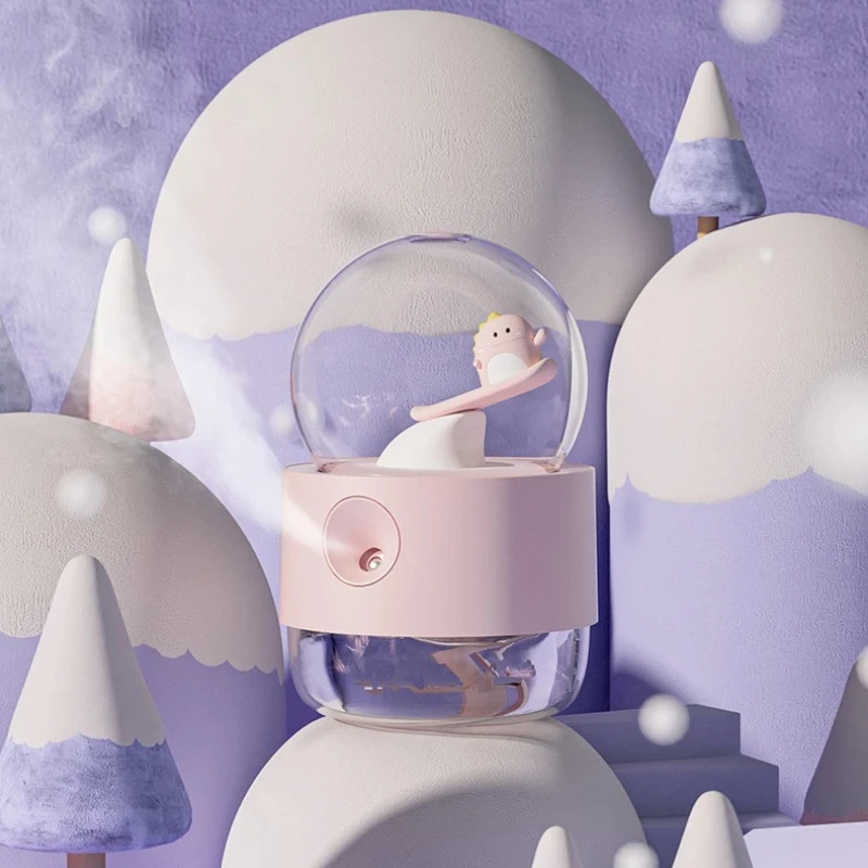 Umidificador de ar fofo sem fio recarregável caixa de música rotativa 300ml umidificador lâmpada noturna difusor de óleo aroma para casa presente de natal