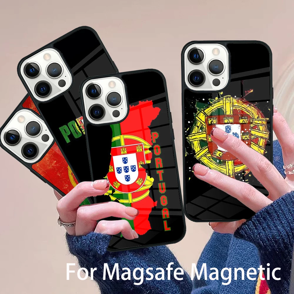 

Portugal National Flag Phone Case Magesafe Magnetic Wireless Charge Cover For IPhone 16 11 12 13 14 15 Pro Max Plus Mini