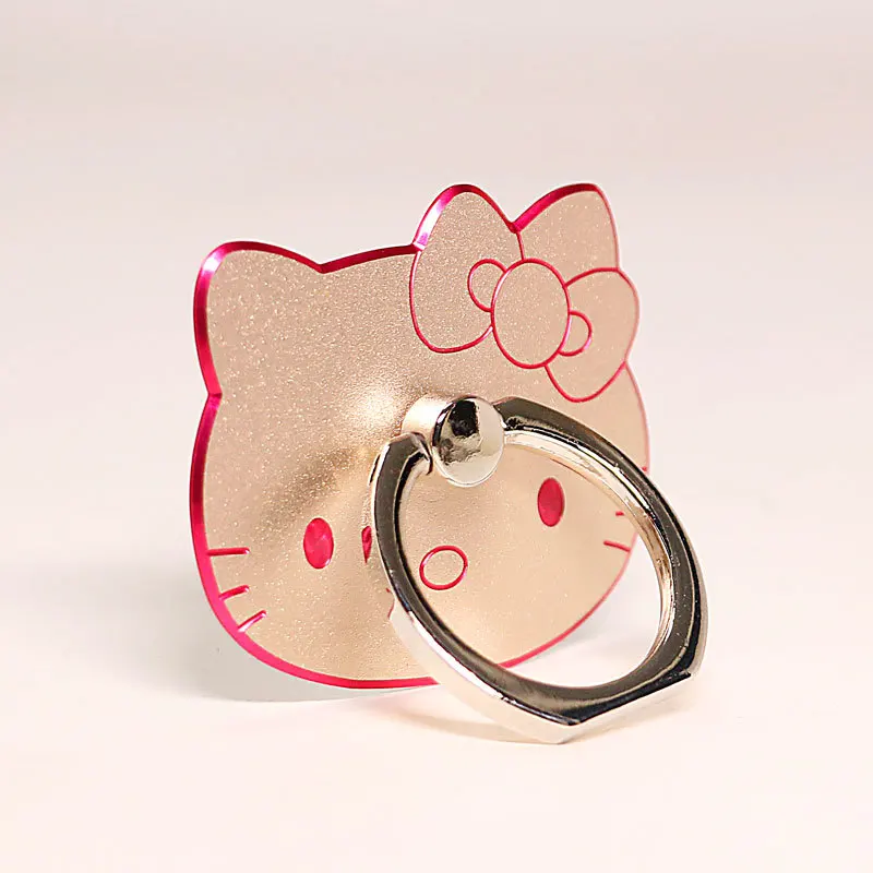 Hello Kitty Animation Peripheral Mobile Phone Holder Metal Cute Hello Kitty Metal Ring Holder Essential Gift for Lazy People