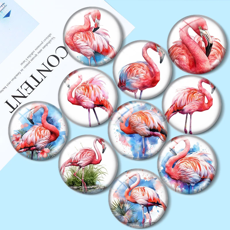 

Flamingo Clipart 10pcs 12mm/16mm/18mm/25mm Round Photo Glass Cabochon Demo Flat Back Making findings