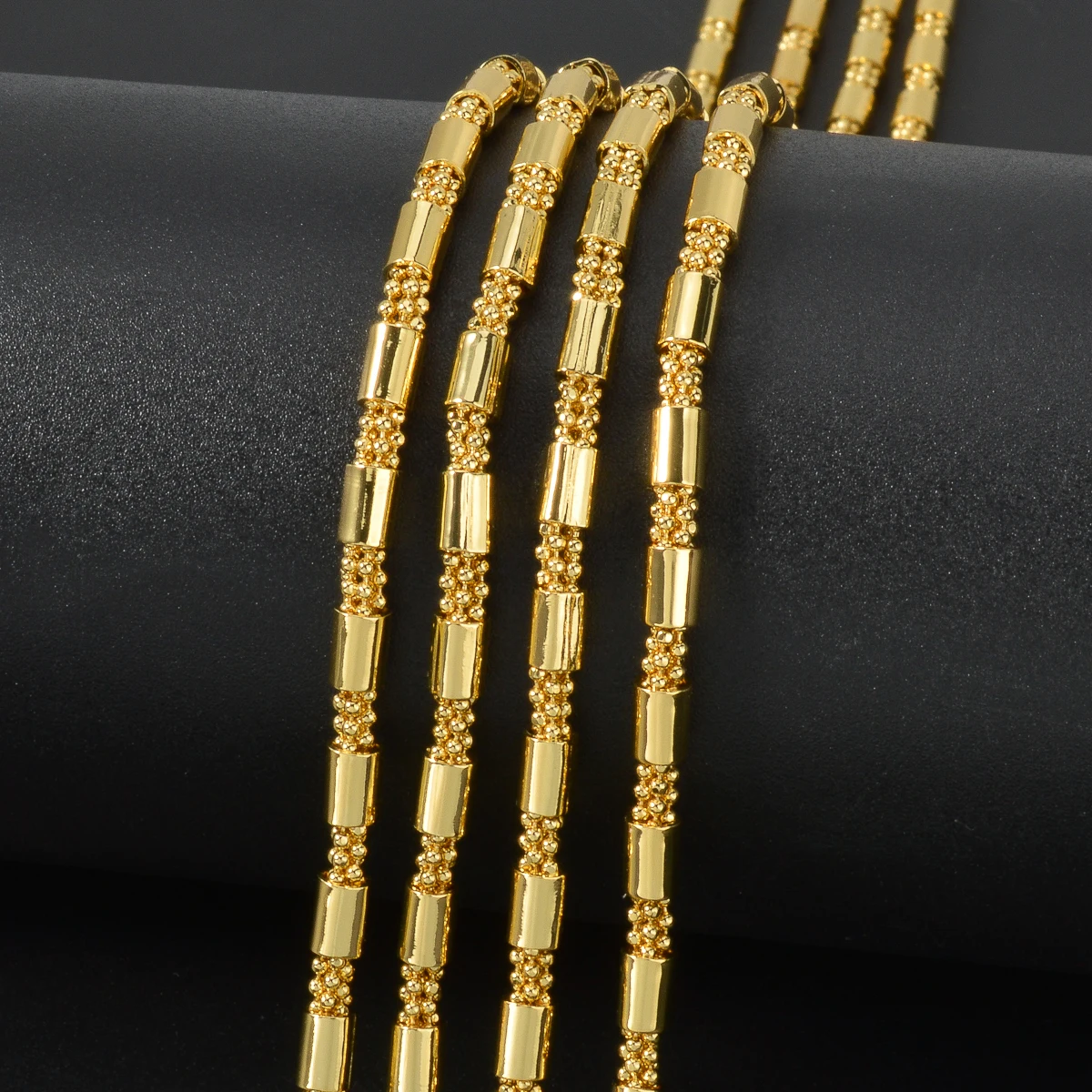 Dubai 18K Gold Plated Necklace Thin Hypoallergenic Link Chain Vintage Stackable Unisex Choker Jewelry Accessory for Man Women