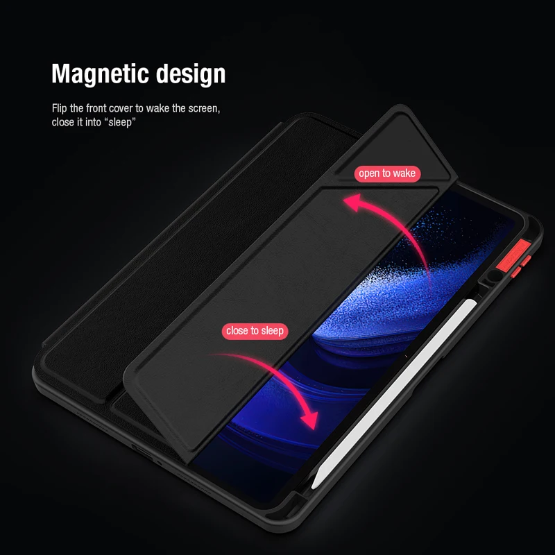 For Xiaomi Pad 6 Pro Case Nillkin Luxury Leather Magnetic Case For Mi Pad 6 Folding Triangle Bracket Cover With Pencil Holder