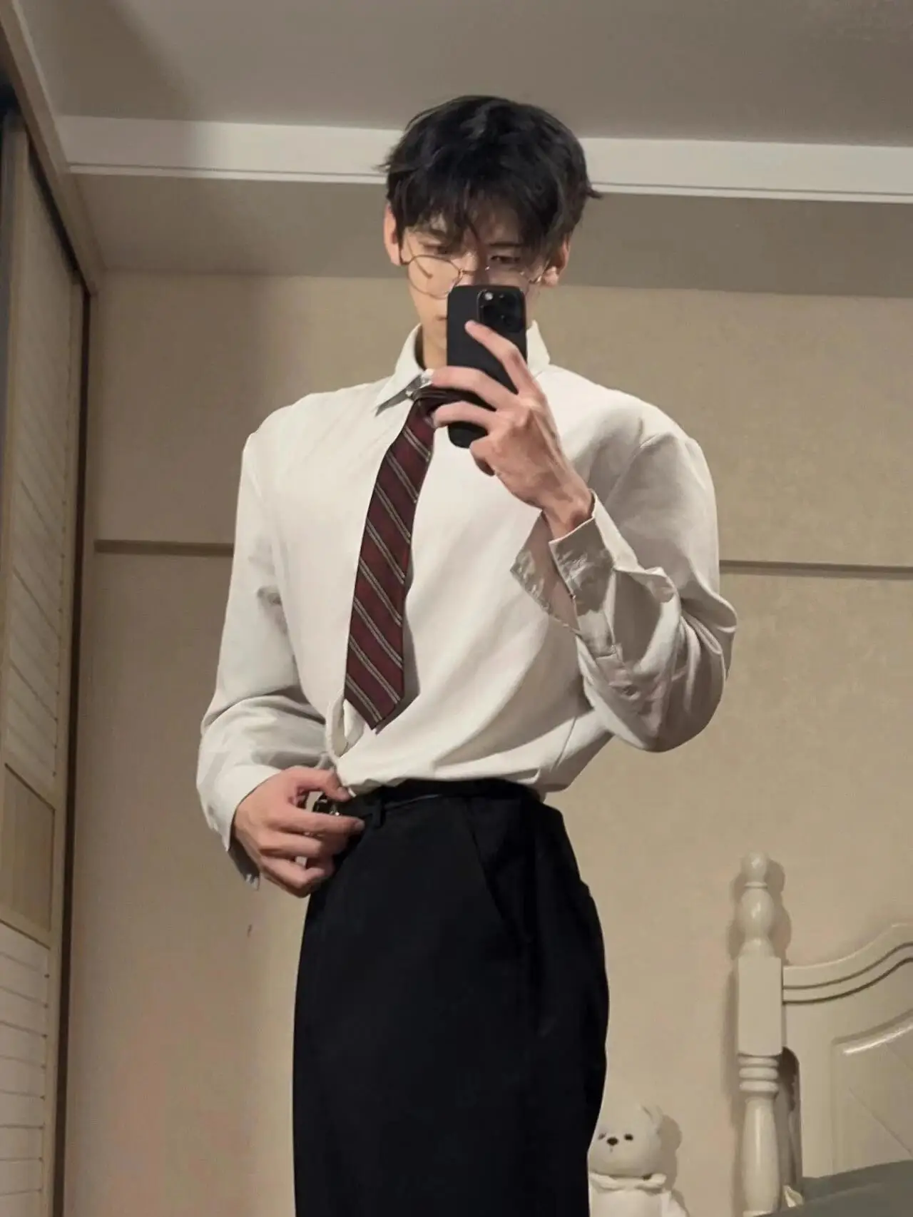 Csa Blanca E de Manga Larga para Hombre, Prenda Interior de Alta Gama, Estilo Casual de Negocios, Fibra de Poliéste...