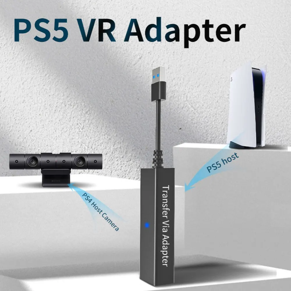 Black USB Mini Camera Adapter for PS5/PS4 Game Console Male-to-female VR Adapter Cable VR To PS5 Cable Adapter VR Connector