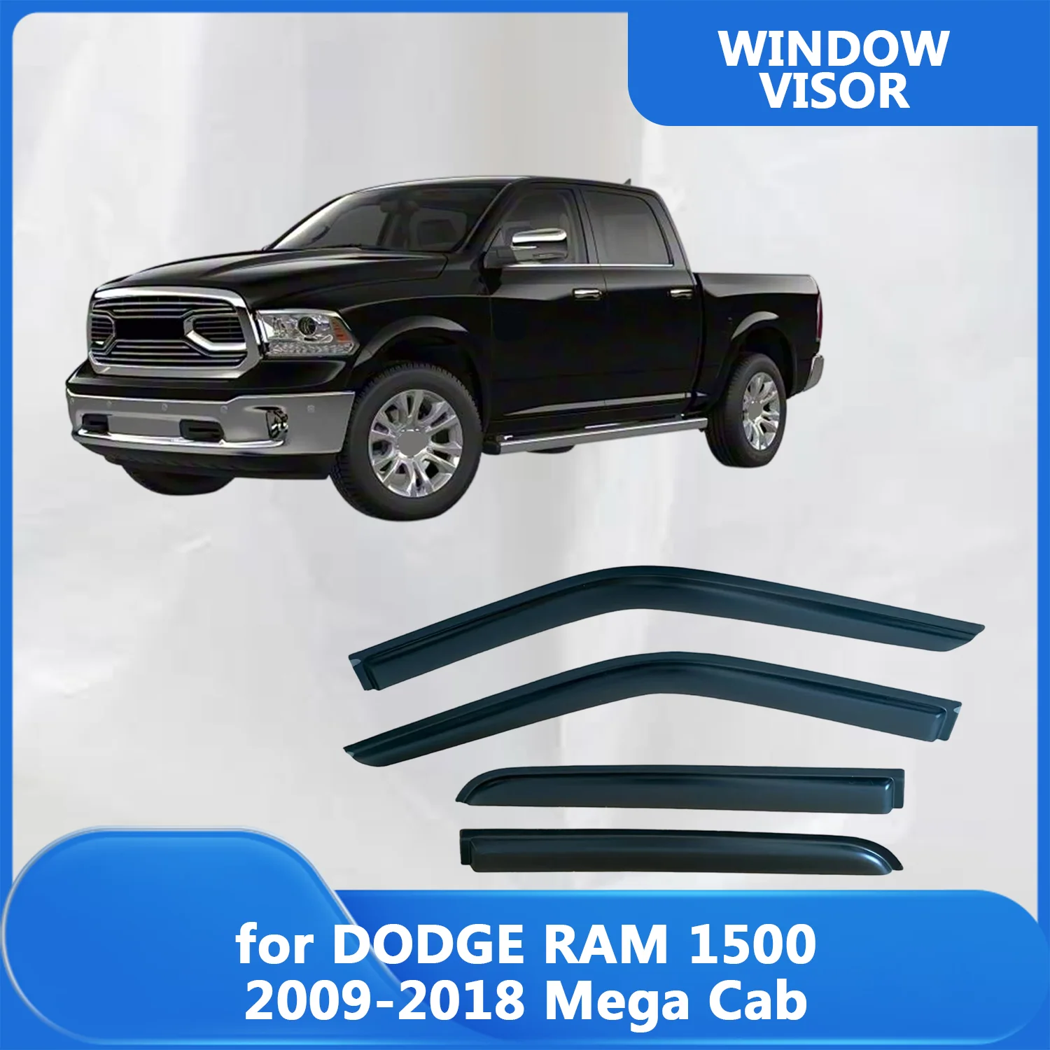 

Window Visor for DODGE RAM 1500 2009-2015 2016 2017 2018 Mega Cab Wind Deflectors Rain Guards Door Visor Vent Shades Ventvisor