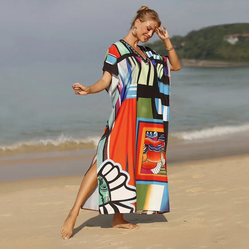 New Casual Beach Style Dress For Women, Printed Holiday Style Long Skirt, Hot Selling Beach Skirt, Swimsuit Cover Up