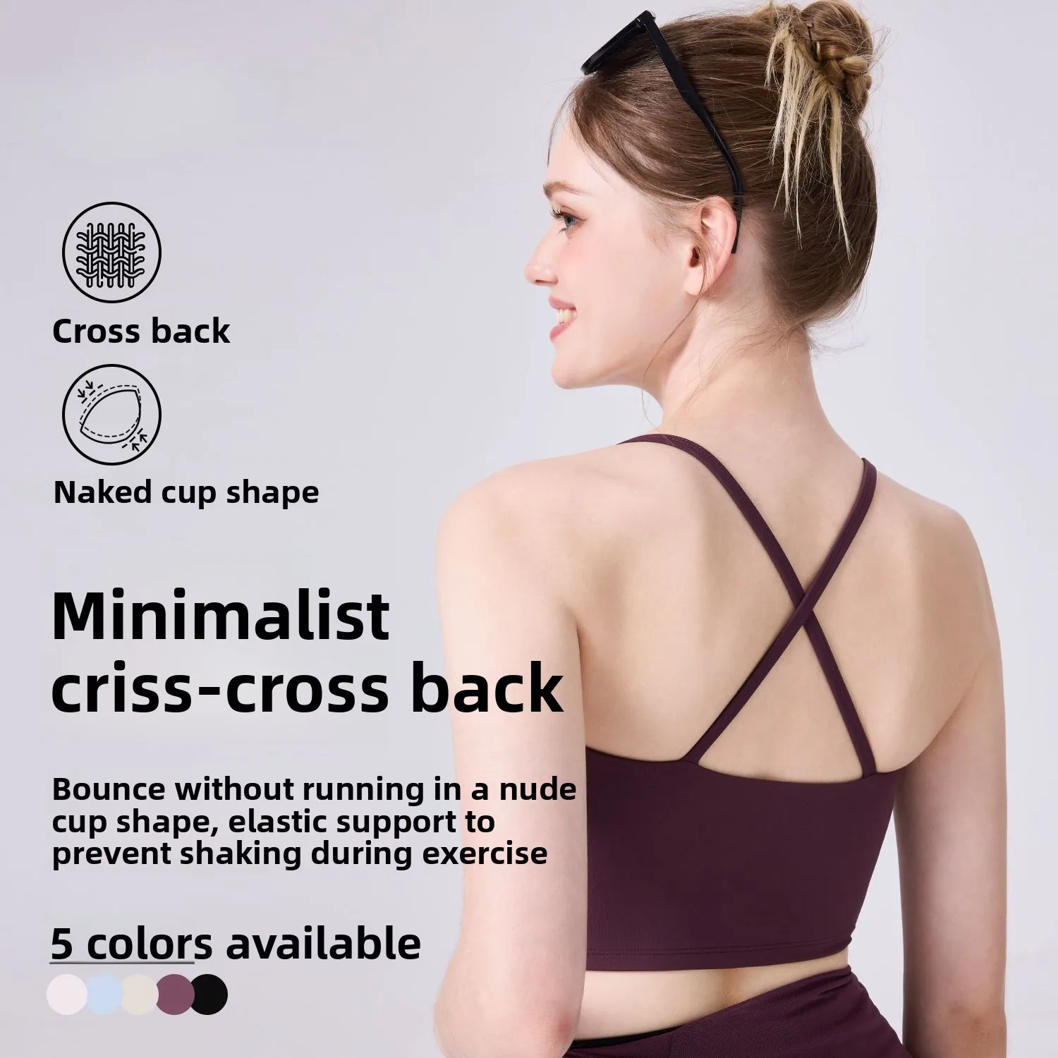 Summer Slim Women's Lingerie Set Non-Slip Comfortable Cross Back Gathering Bra Beautiful Sports Vest Shoulder Strap Design