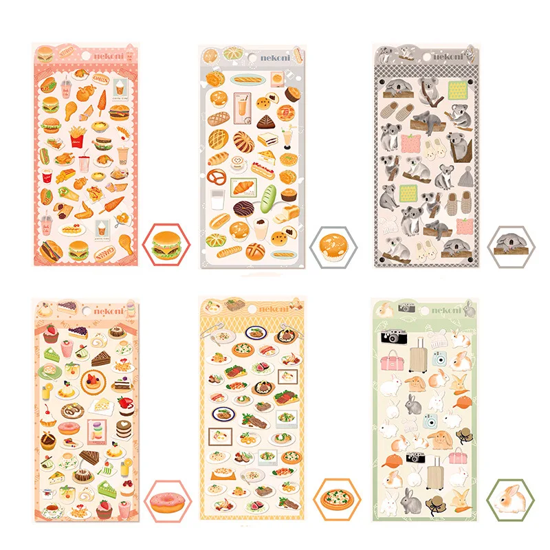 1Pc Hamburg Bread Animal Koala Rabbit Decorative Stickers Scrapbooking DIY Cartoon Stationery Stickers Album Label
