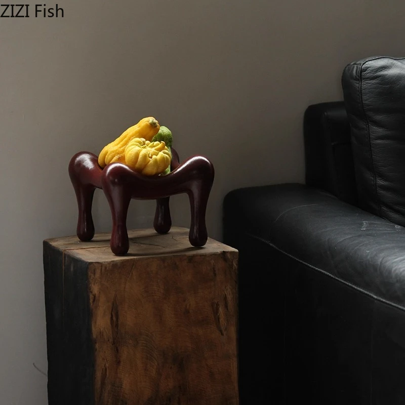 

Red High Foot Plate Decorative Plate Fruit Plates Storage Tray Home Organizer Ornament Show Plates Candy Snack Bowl Cake Stand