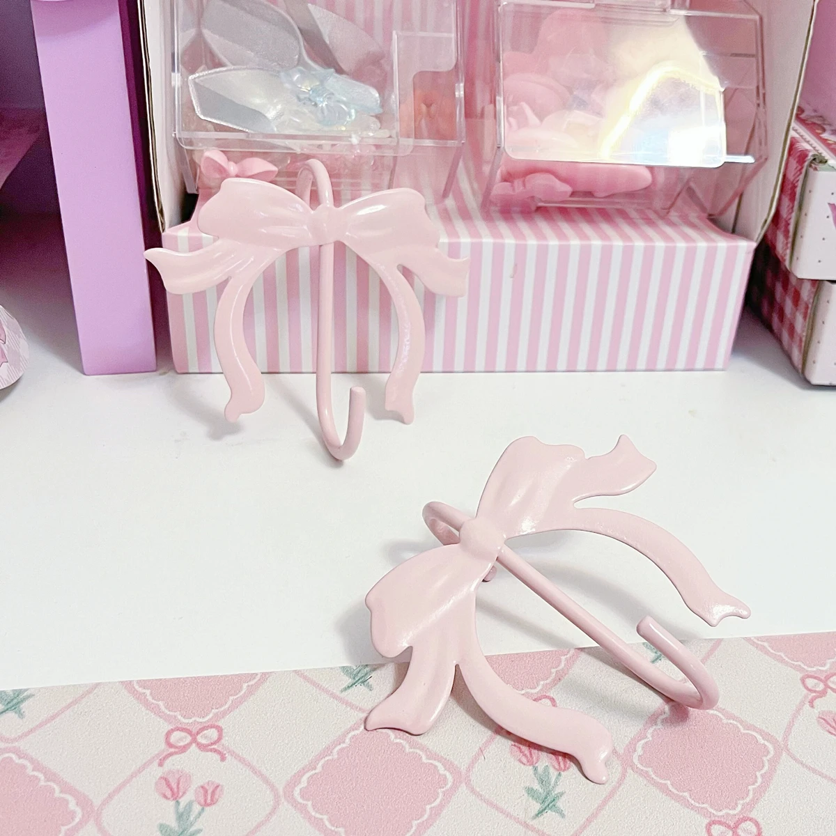 Decorative Bow Hook Cute Pink Hook Kitchen Decoration Storage