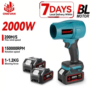 ONEVAN 200M/S Brushless Electric Turbo Fan Blowers 2000W Cordless Jet Fan Snow Leaf Dust Air Blowing Tool For Makita Battery Pin