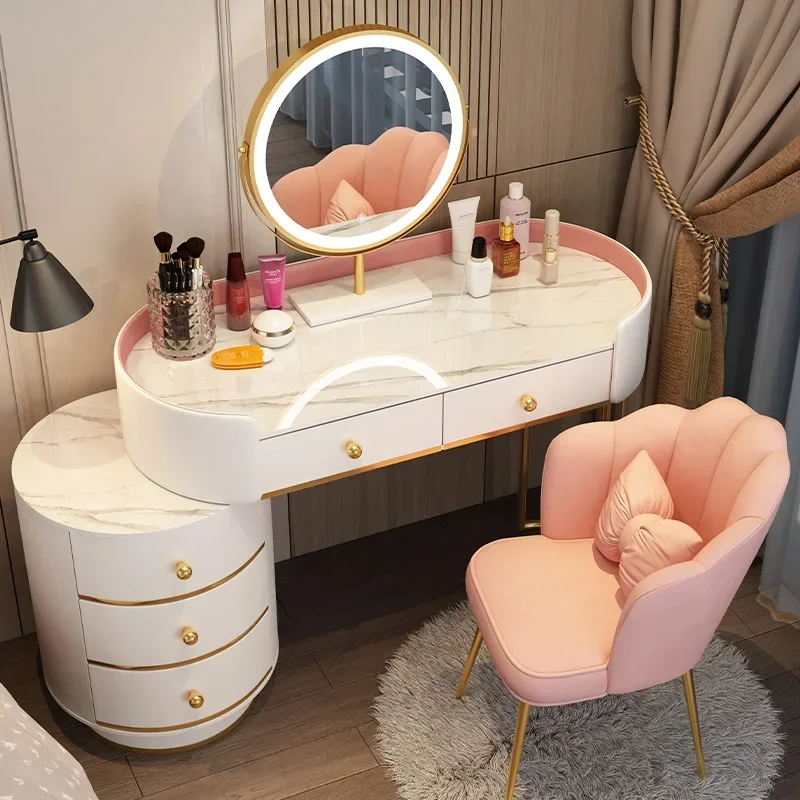 Led Mirror Dressing Table Gold Nordic Comfortable Storage Dressing Table Woman