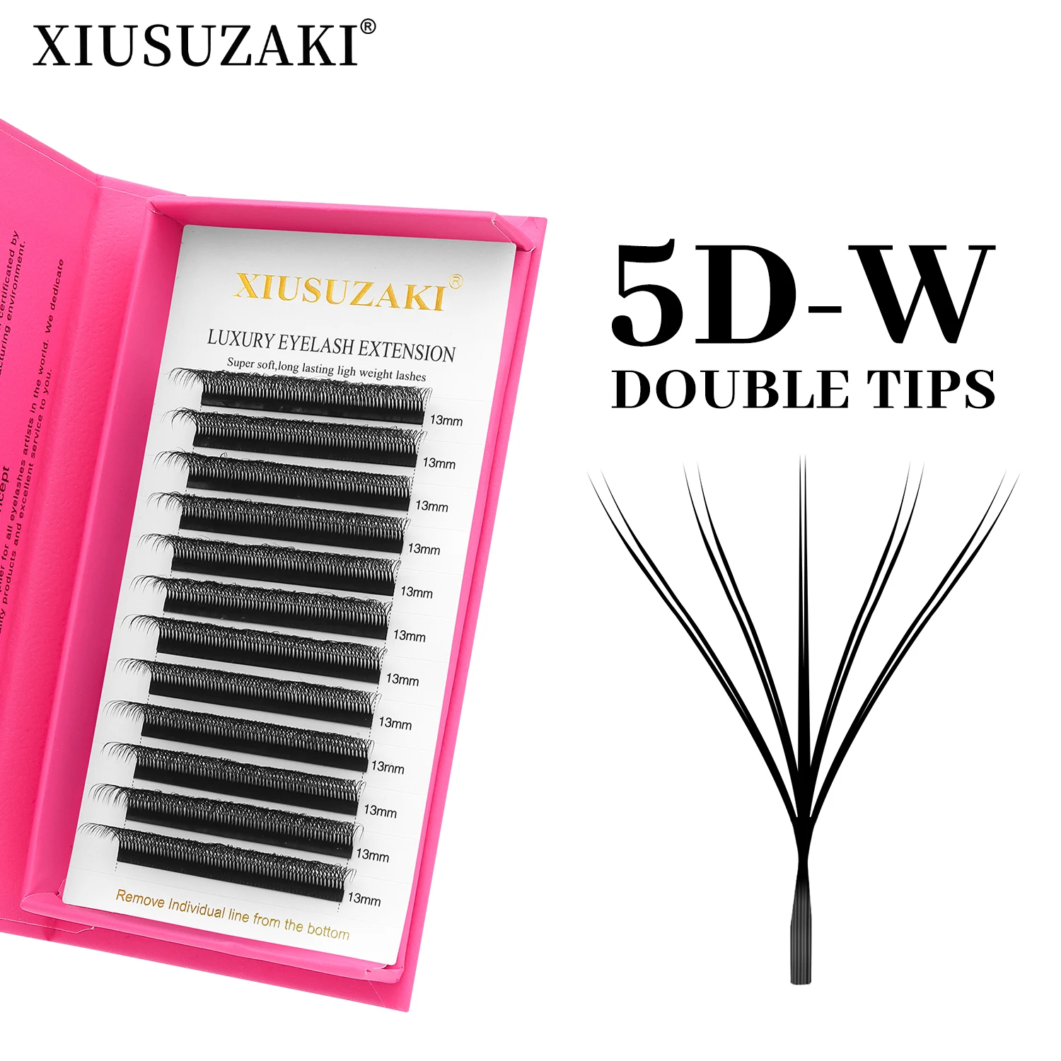 

Xiusuzaki Double Tips 5DW Shaped Eyelashes Extension Natural 10DW False Lashes Premade Fans Matte Black Russia Volume Lashes