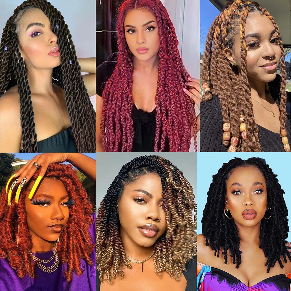 1-8 paquetes de cabello Afro Twist #4 30 350 12 16 pulgadas, Marley Twist elástico para trenzar, pre-separado, cabello kinky a granel para locs y crochet 6