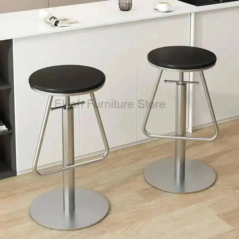 

Adjustable Chair Bar Solid Wood Design Home Chair Simple Island Table Chair Iron Bar Stool Furniture