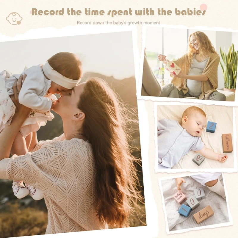 7pcs/set Wooden Baby Month Milestone Digit Record Card Newborn Birthday Gift Souvenir Baby Photo Photography Accessorie With Box