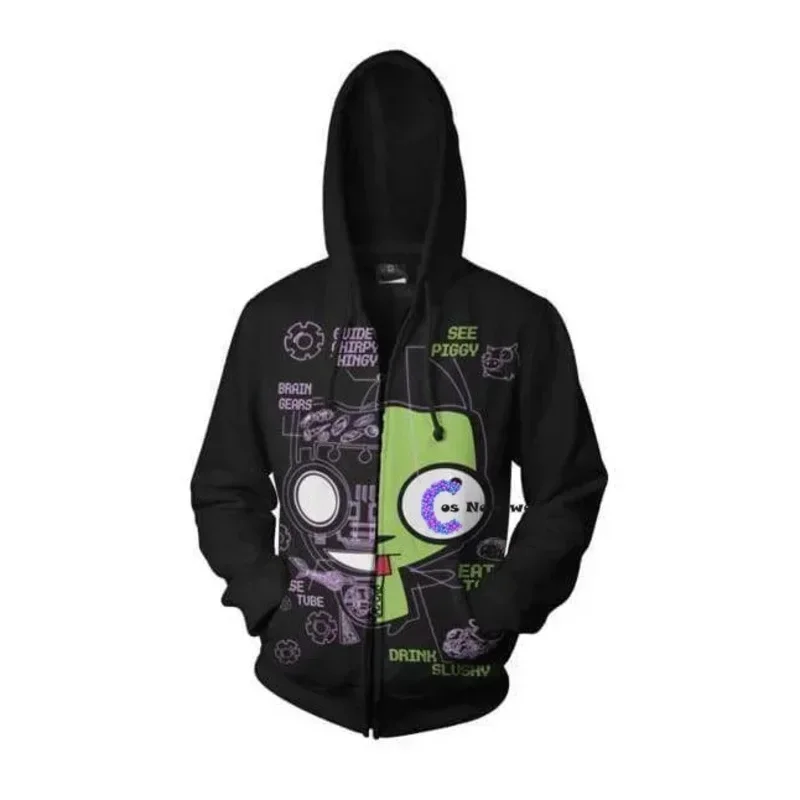 (#^.^#) 2026 New Halloween costume Fashion Anime Invader Alien Zim Cosplay Movie Hoodie Sweatshirts 3D Men →_→LOOK ME view 4