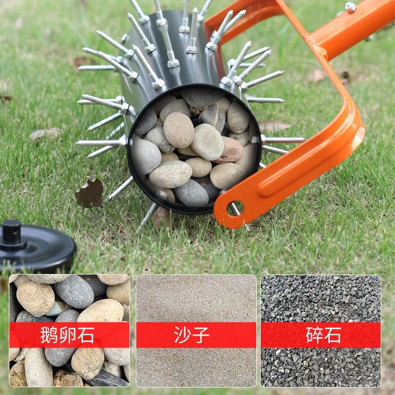 Rolling Lawn Aerator Spike Roller Soil Loosening Tool Manual Grass Aerating Punch Machine For Garden Yard Turf Care